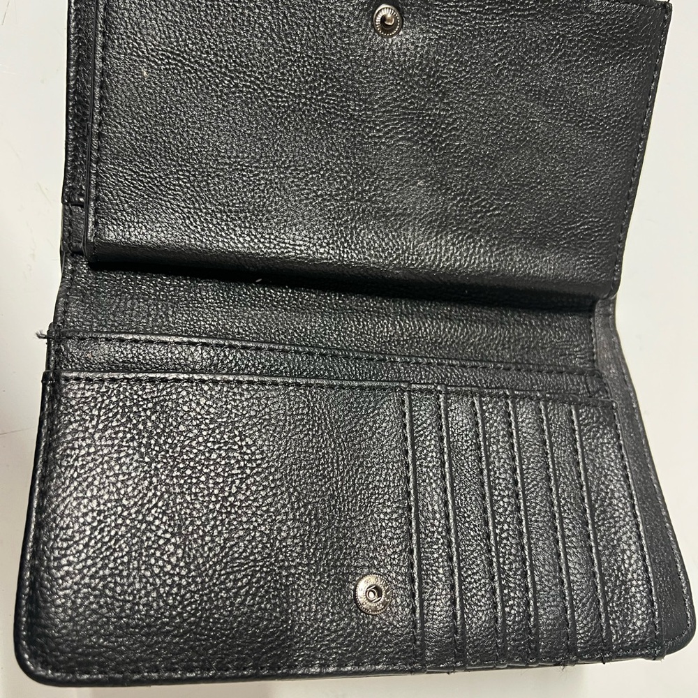 Steve Madden Black And Gray Patchwork Zip Wallet - image 3
